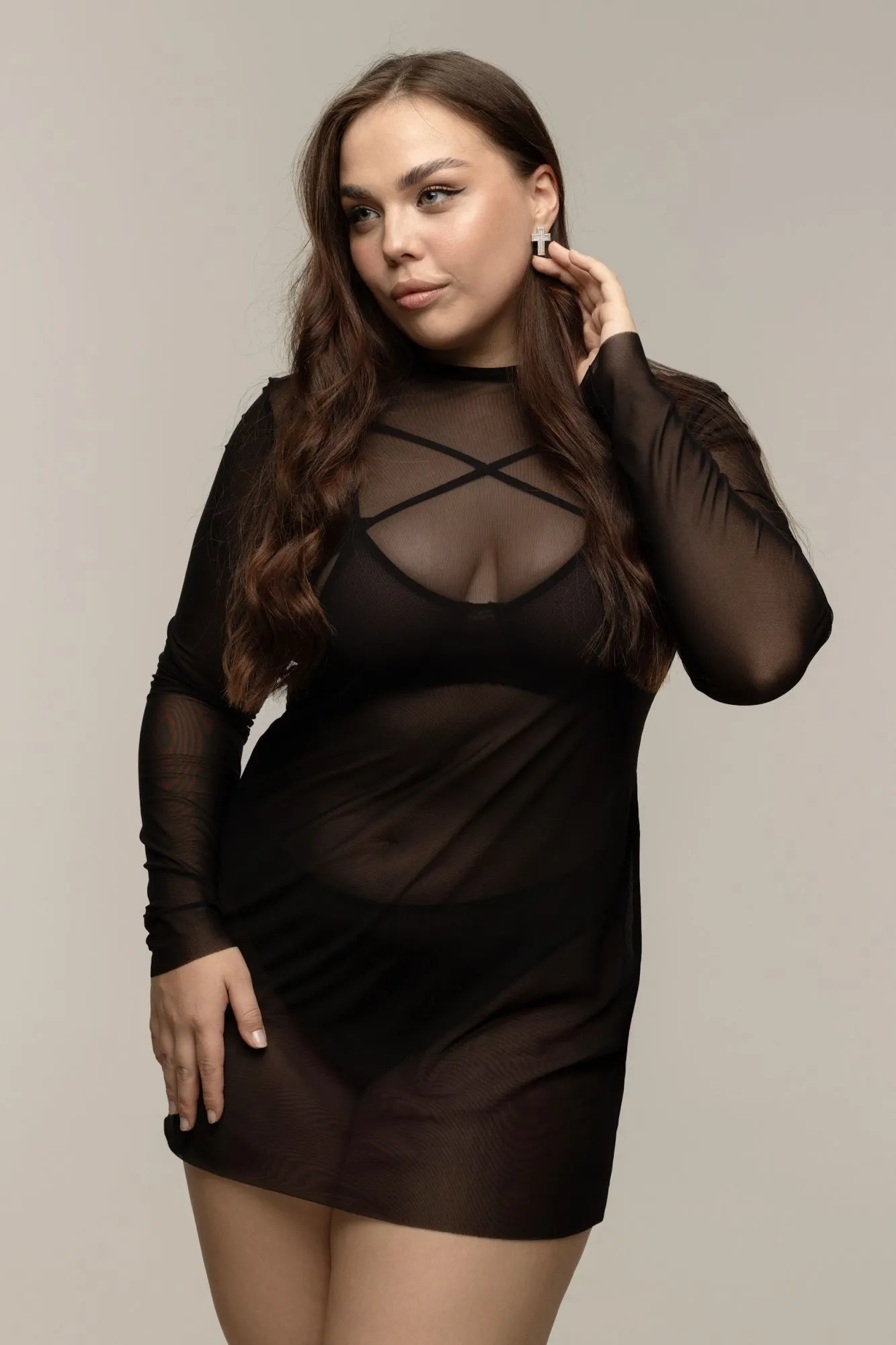 Эротическое платье pinkrabbit из эластичной сетки, чёрное в Симферополе