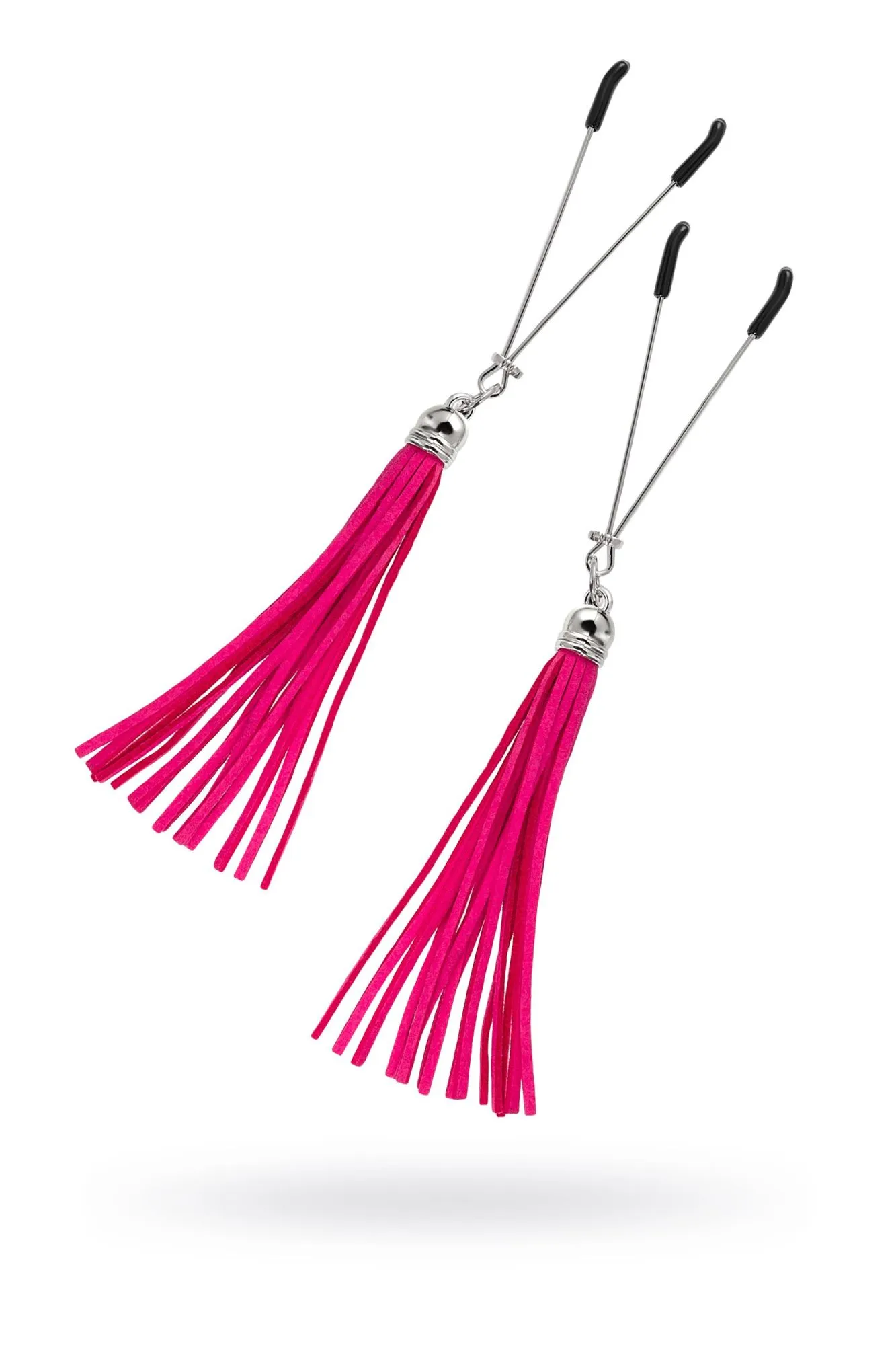 зажимы на соски pecado bdsm, «вилки», с кисточками из замши, металл, фуксия в Симферополе