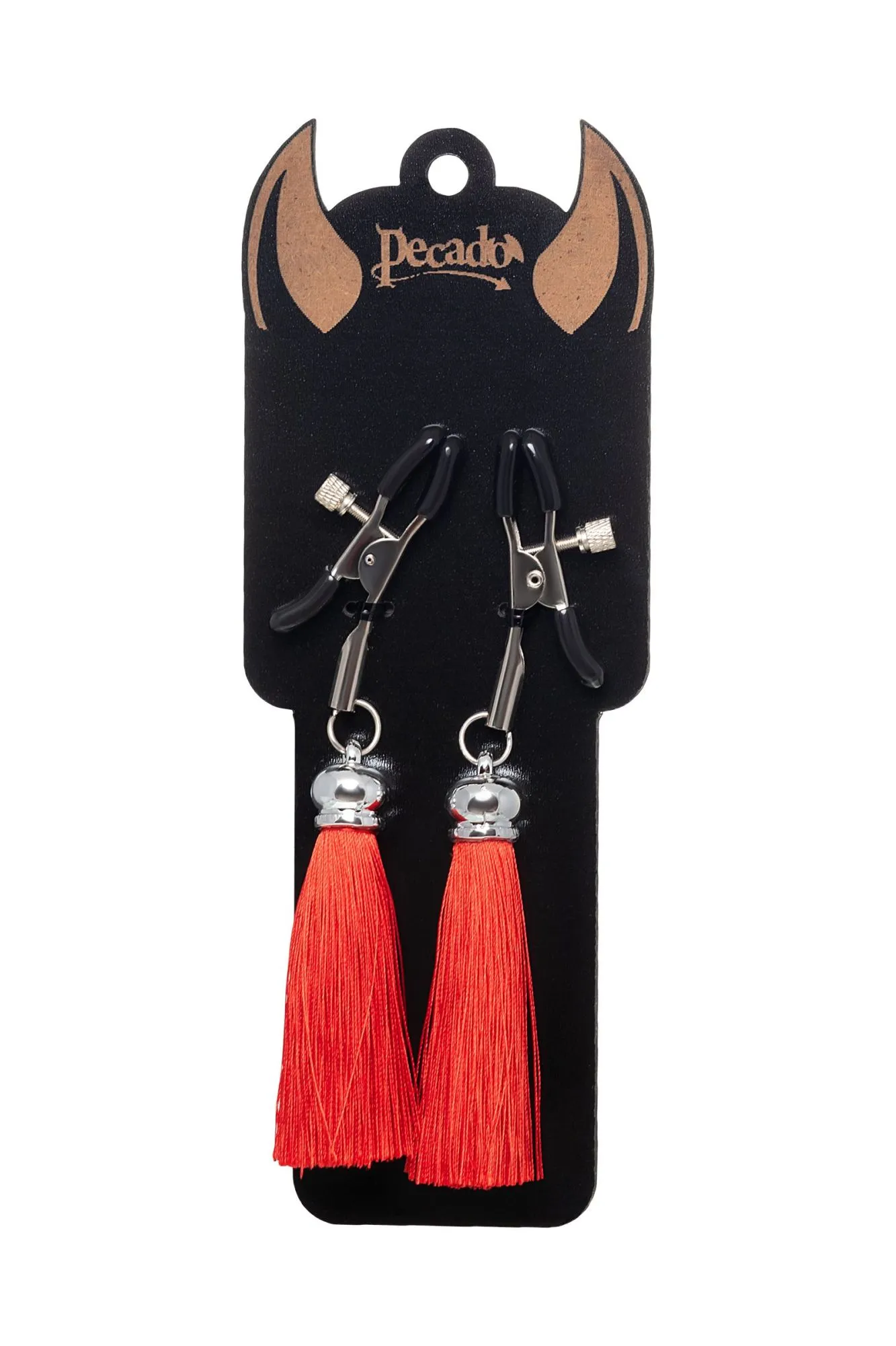 зажимы на соски pecado bdsm, «прищепки», с кисточками из шелка, металл, красные в Симферополе