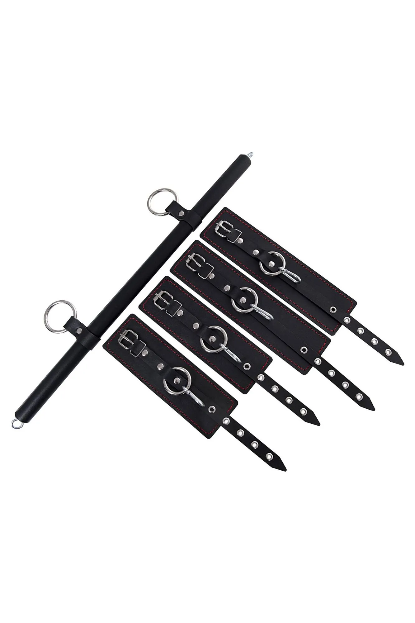 бондажный набор pecado bdsm, 4 точки фиксации, распорка, наручники, оковы, натуральная кожа, черный в Симферополе