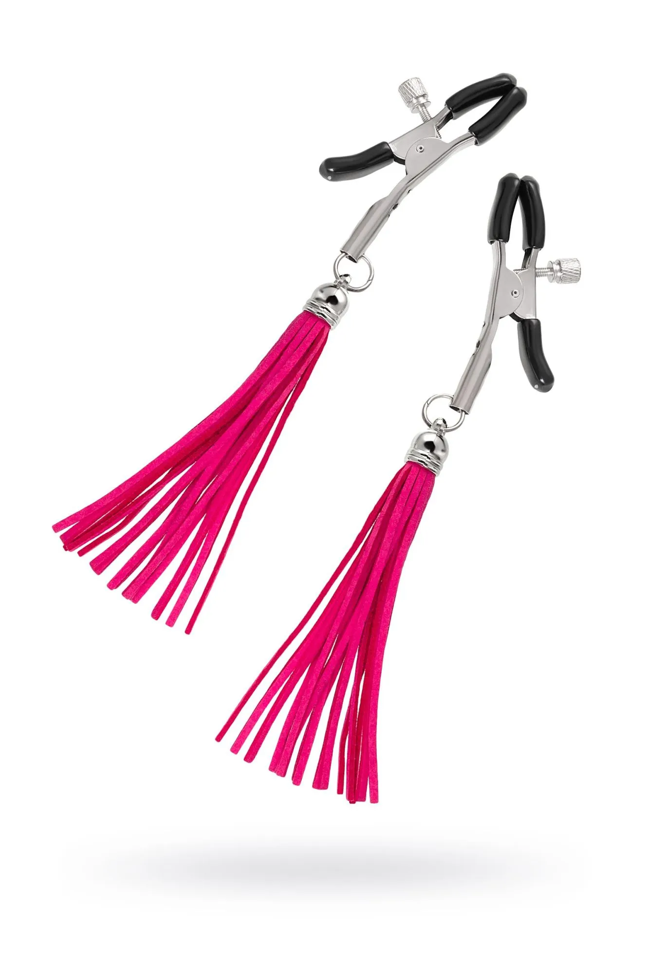 зажимы на соски pecado bdsm, «прищепки», с кисточками из замши, металл, фуксия в Симферополе