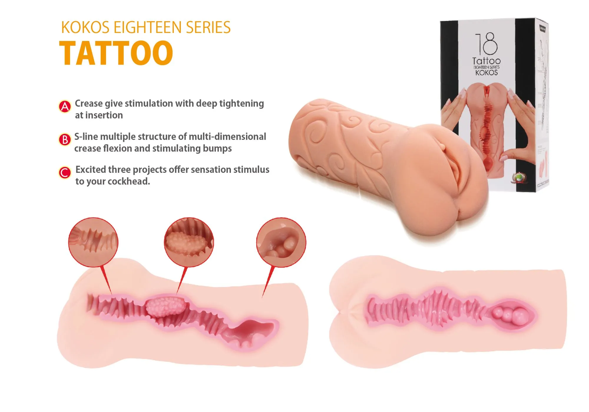 мастурбатор tattoo двойной слой телесный kokos m03-001-06d в Симферополе