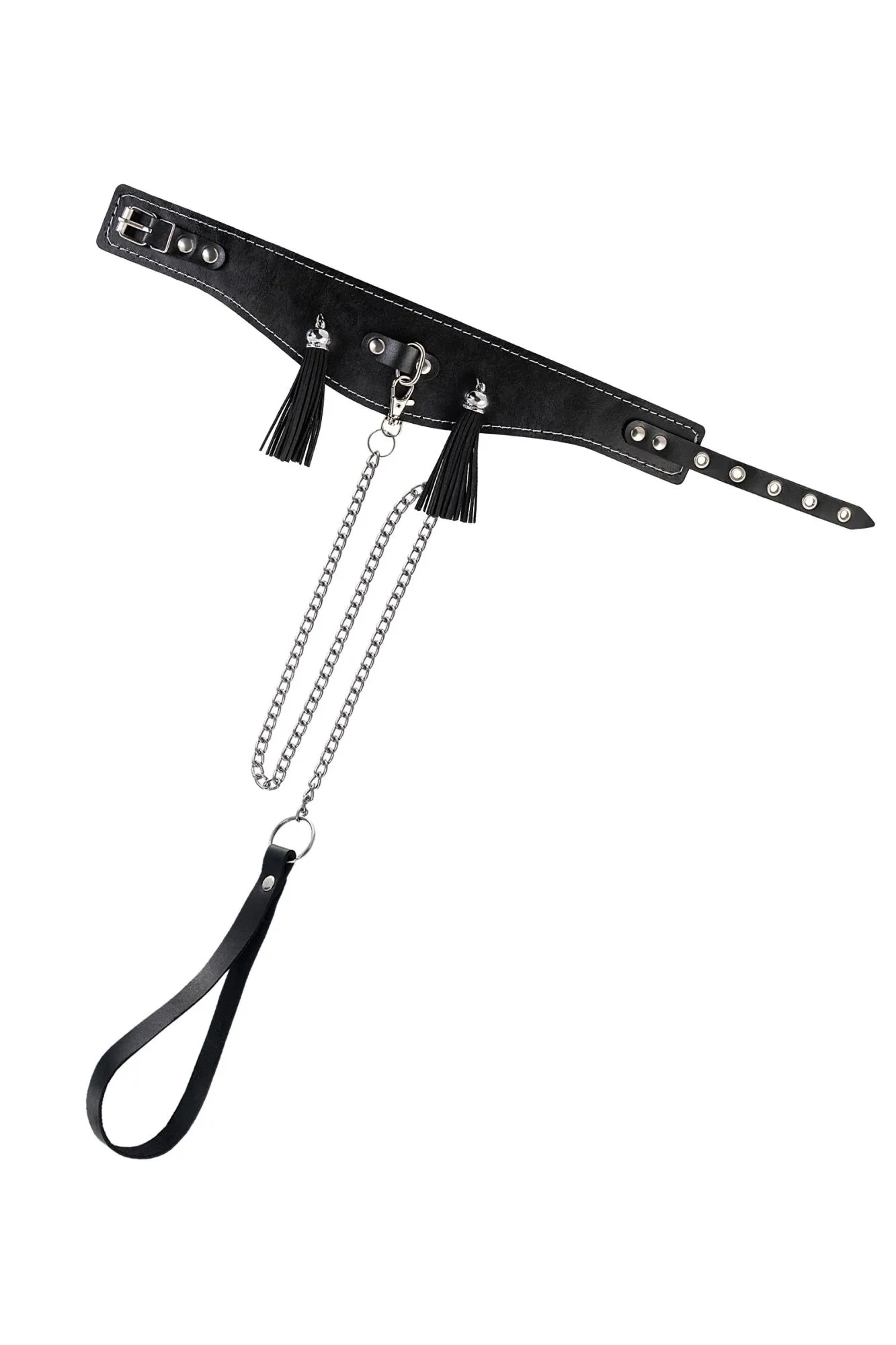 ошейник pecado bdsm, высокий с кисточками, натуральная кожа, чёрный в Симферополе
