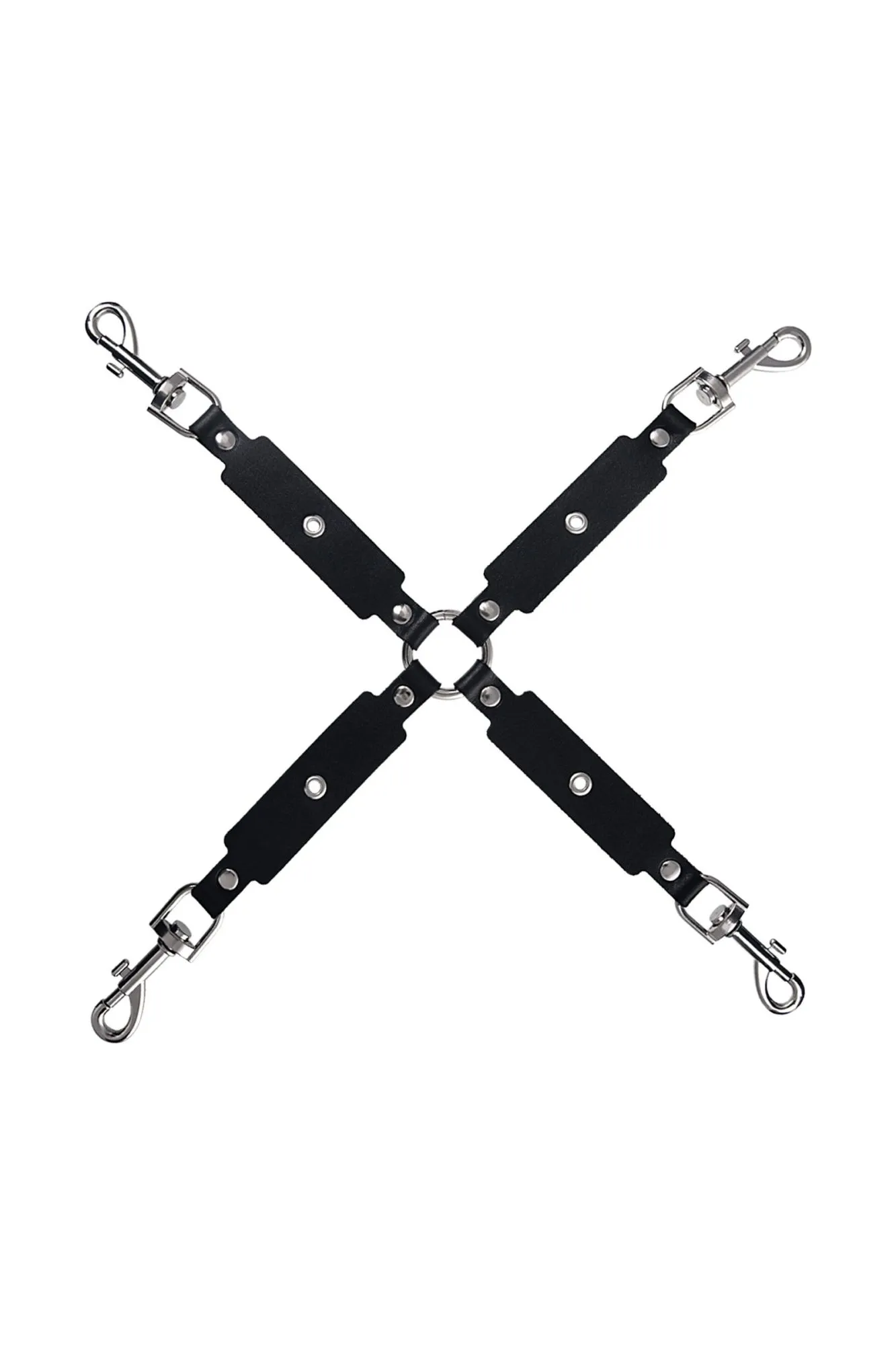 сцепка pecado bdsm, крестообразная с карабинами, для фиксации рук и ног, натуральная кожа, черный в Симферополе