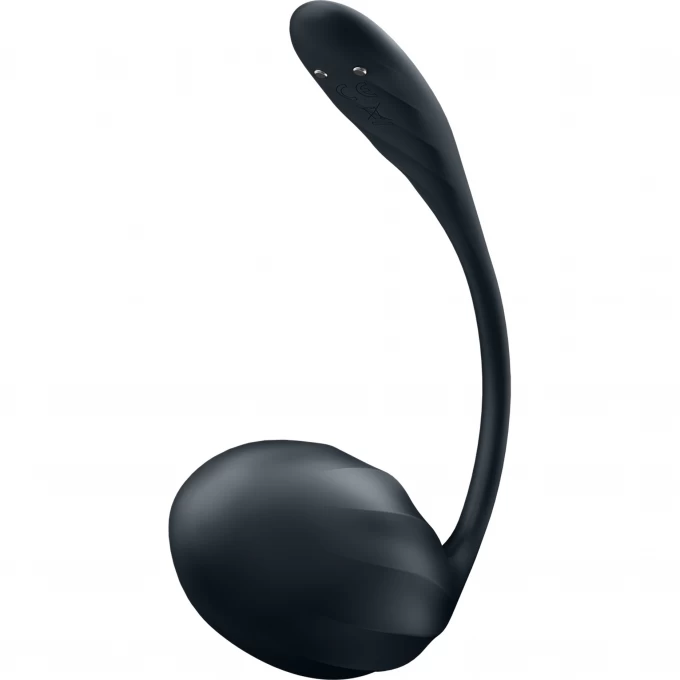 виброяйцо satisfyer ribbed petal connect app с пультом ду, черное, 7,8 см в Симферополе
