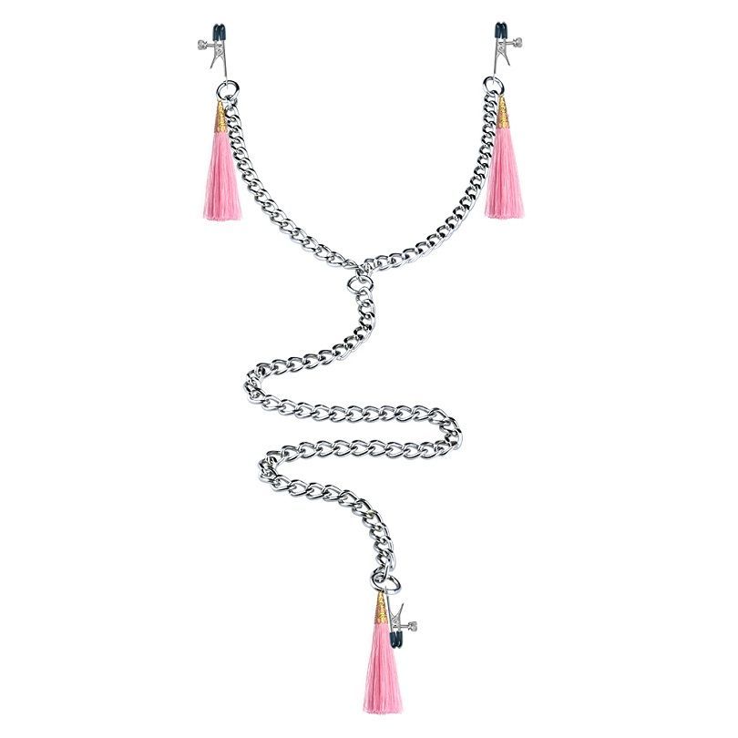 Зажимы для сосков и клитора Lovetoy Tassel Clamp, розовые