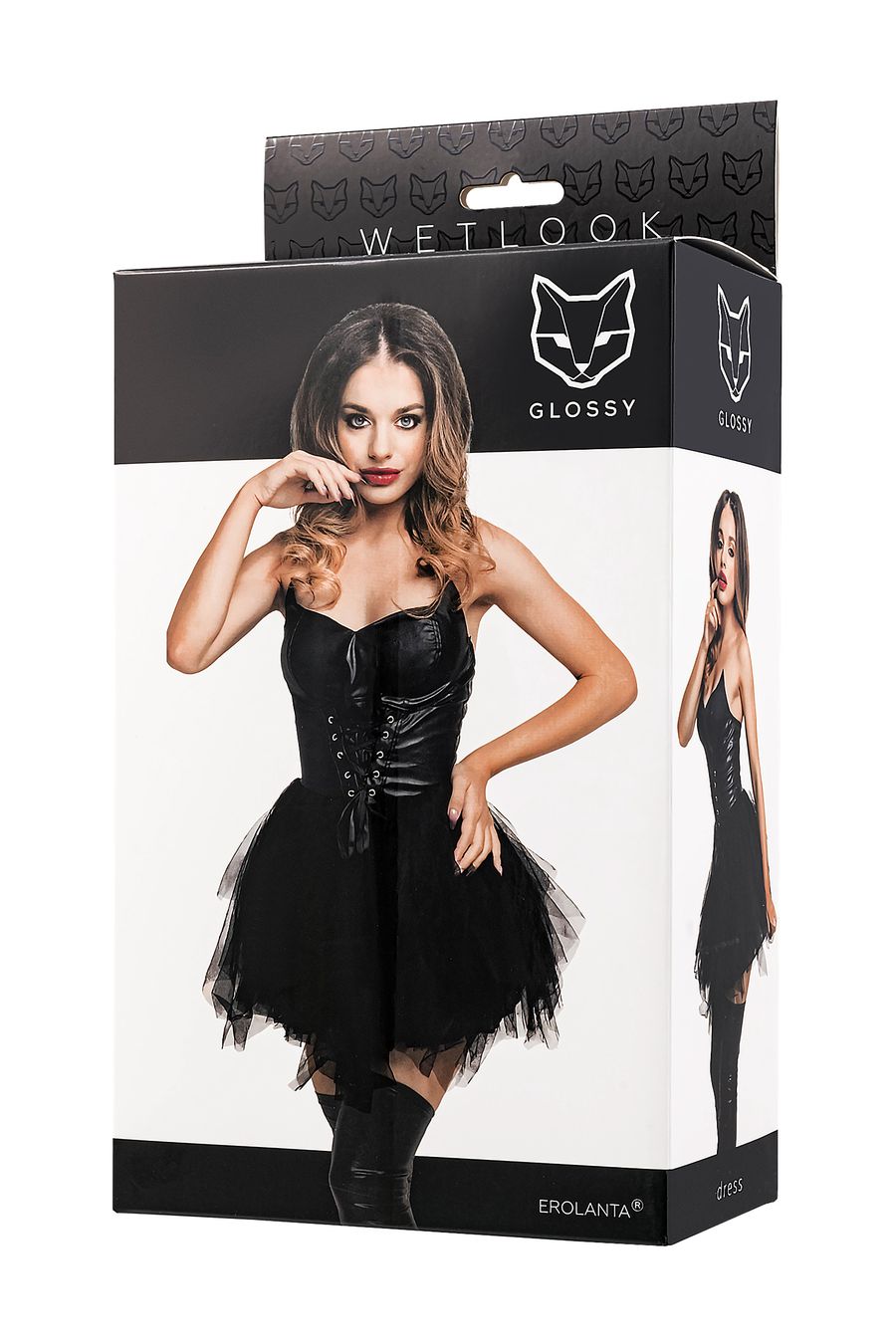 Эротическое платье glossy elisia с пышной юбкой из материала wetlook, черное, m в Симферополе