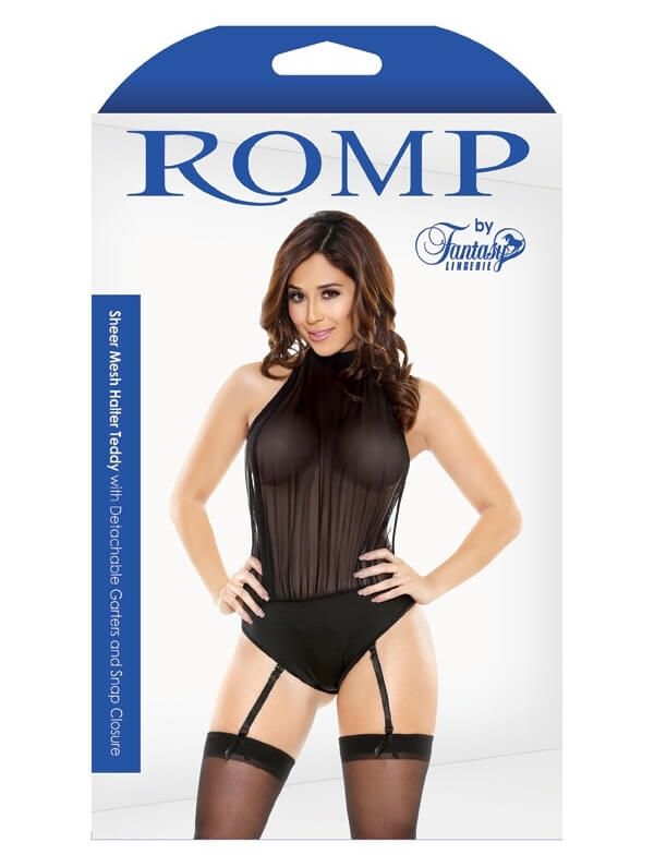 Эротическое боди fantasy lingerie sheer mesh halter teddy, черное в Симферополе