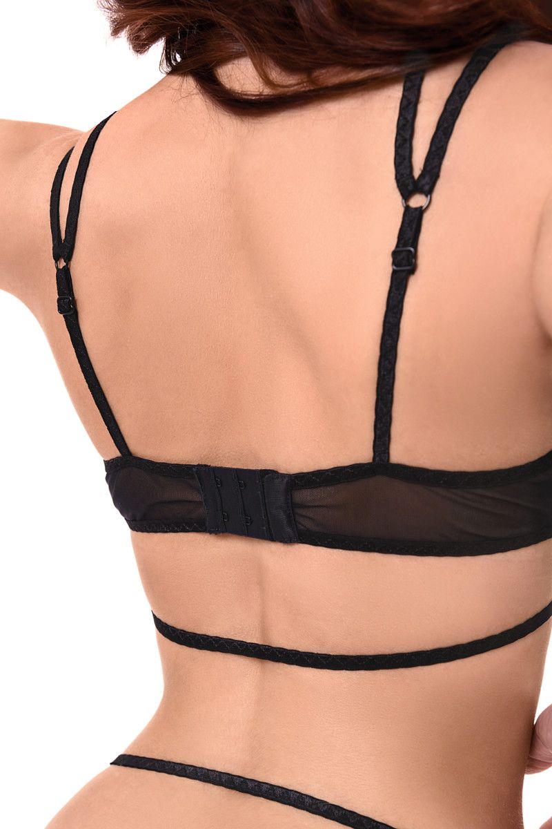 Эротическое боди с кружевом жабо erolanta eva, черное в Симферополе