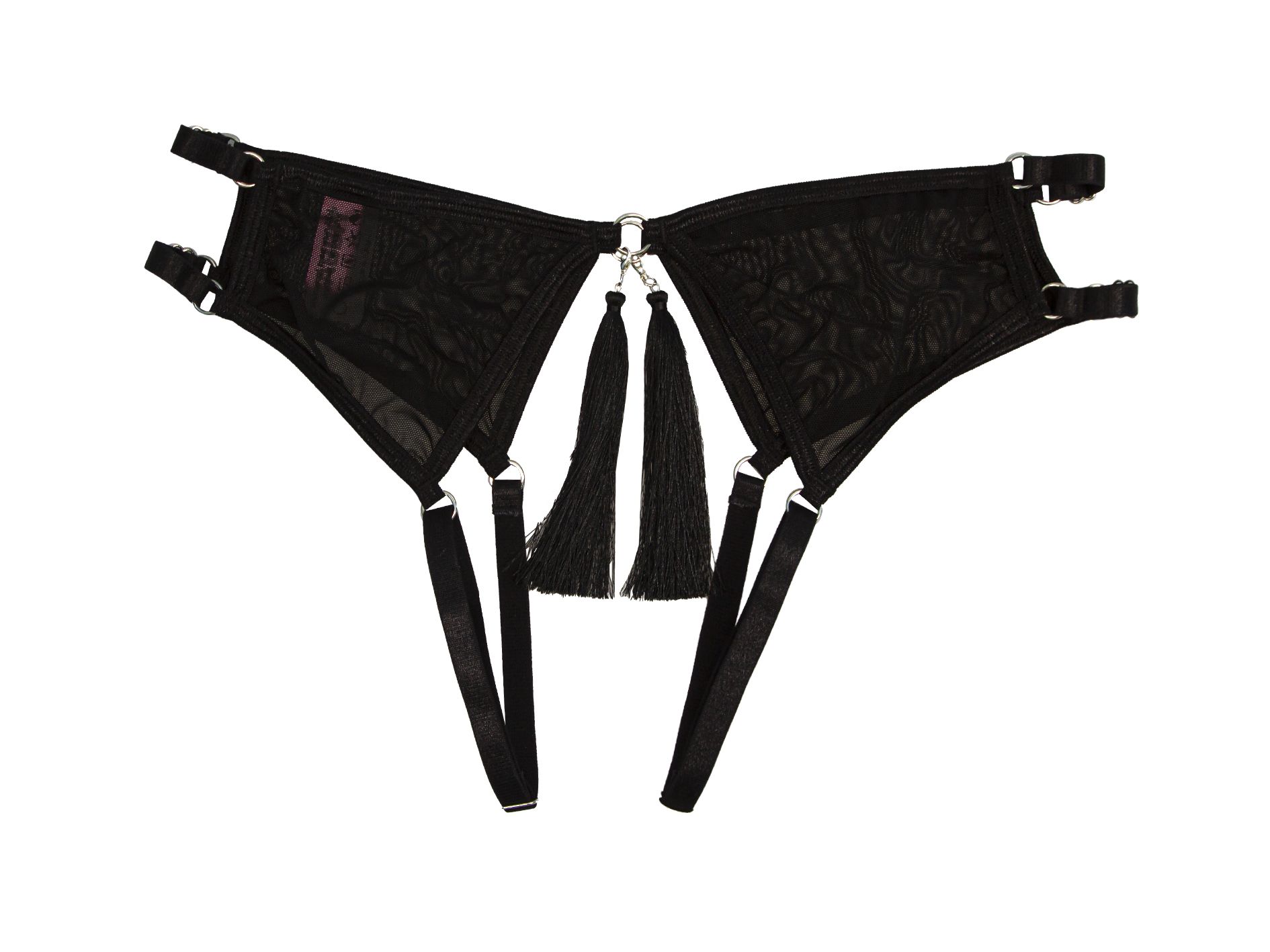 Эротическое трусики pinkrabbit с доступом и соблазнительными кисточками, чёрные в Симферополе