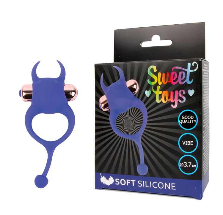 эрекционное кольцо sweet toys с вибрацией, синий в Симферополе