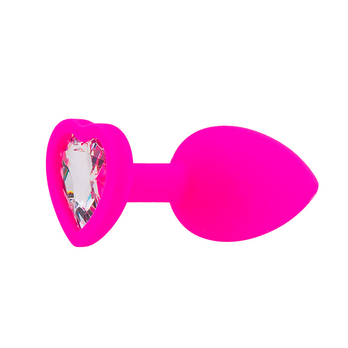 анальная пробка pink rabbit lara силиконовая с белым кристаллом-сердцем, размер s, розовая в Симферополе