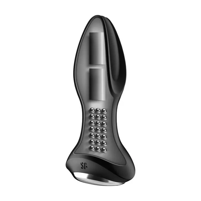 анальная пробка с вибрацией и массажем бусинами rotator plug 2+, чёрная в Симферополе