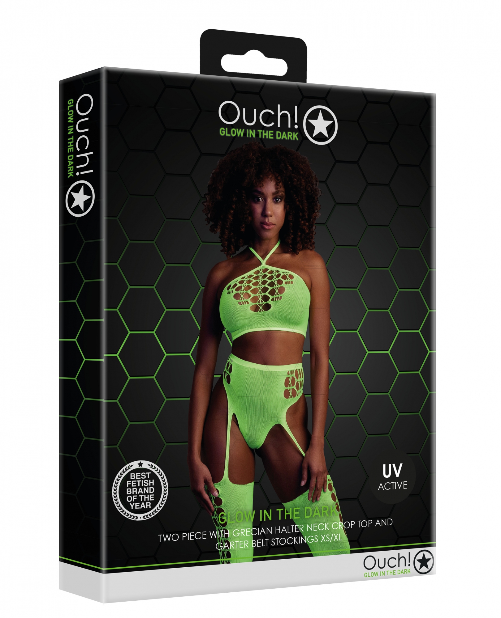 Топ в комплекте с чулками и трусиками Two Piece with Crop Top and Stockings - Green - XS/XL
