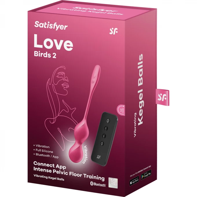 вагинальные шарики с вибрацией satisfyer love birds 2 connect app, с пультом ду, красный, 22,2 см в Симферополе