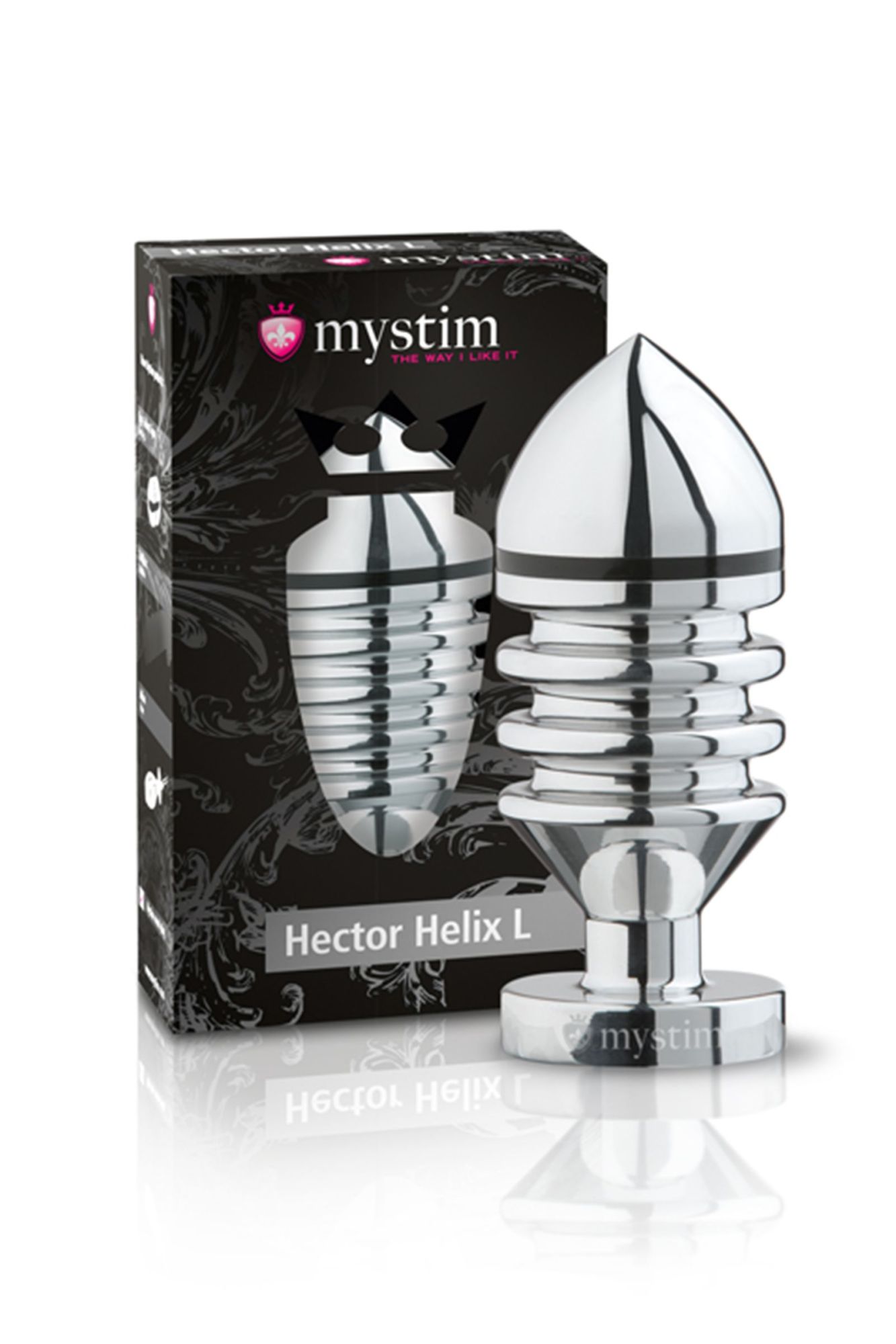 анальная пробка mystim hector helix l, электростимуляция, хирургическая сталь, серебряная, 11,5 см, в Симферополе