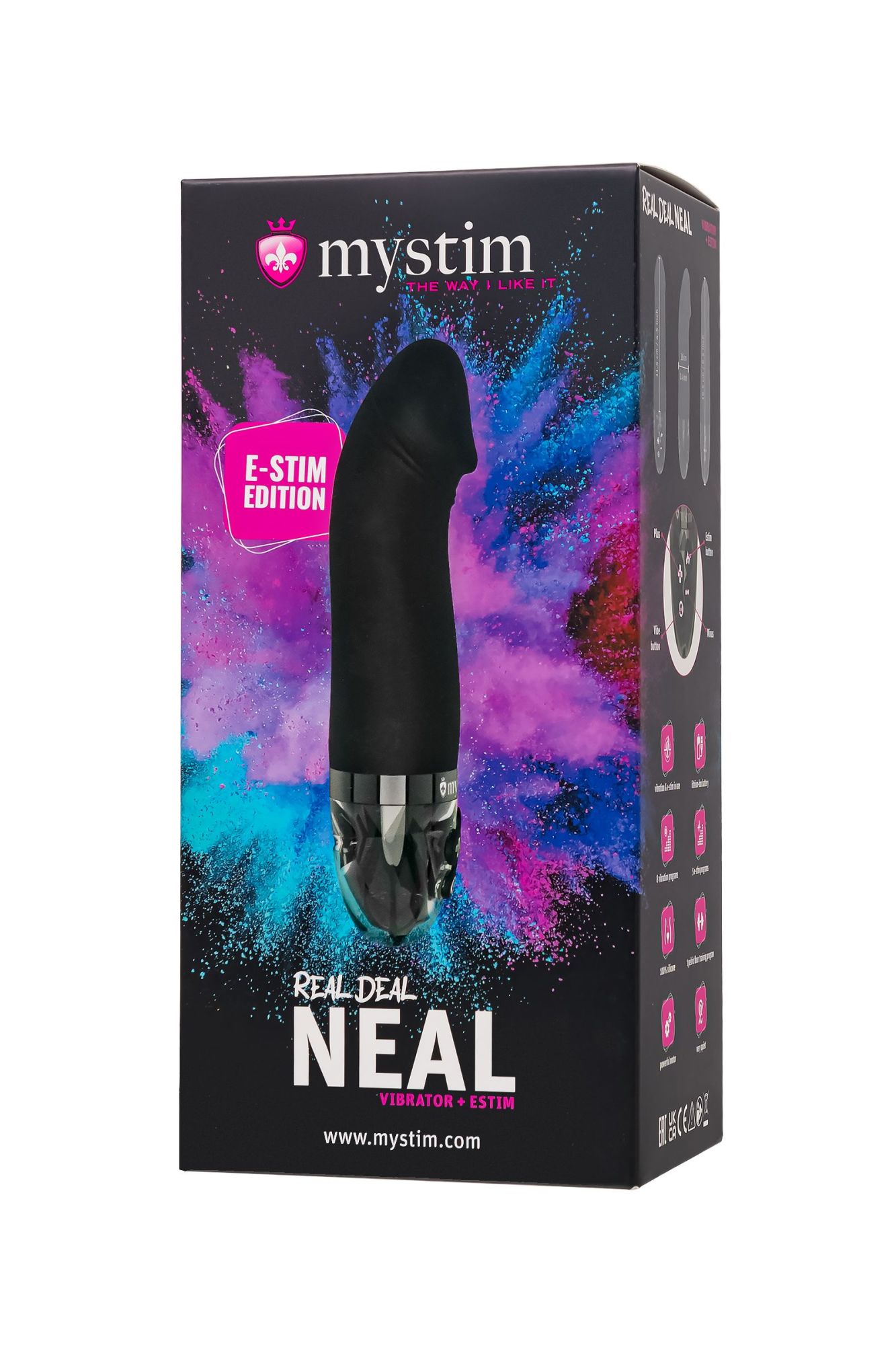вибратор mystim real deal neal с электростимуляцией, силикон, черный, 16,5 см в Симферополе