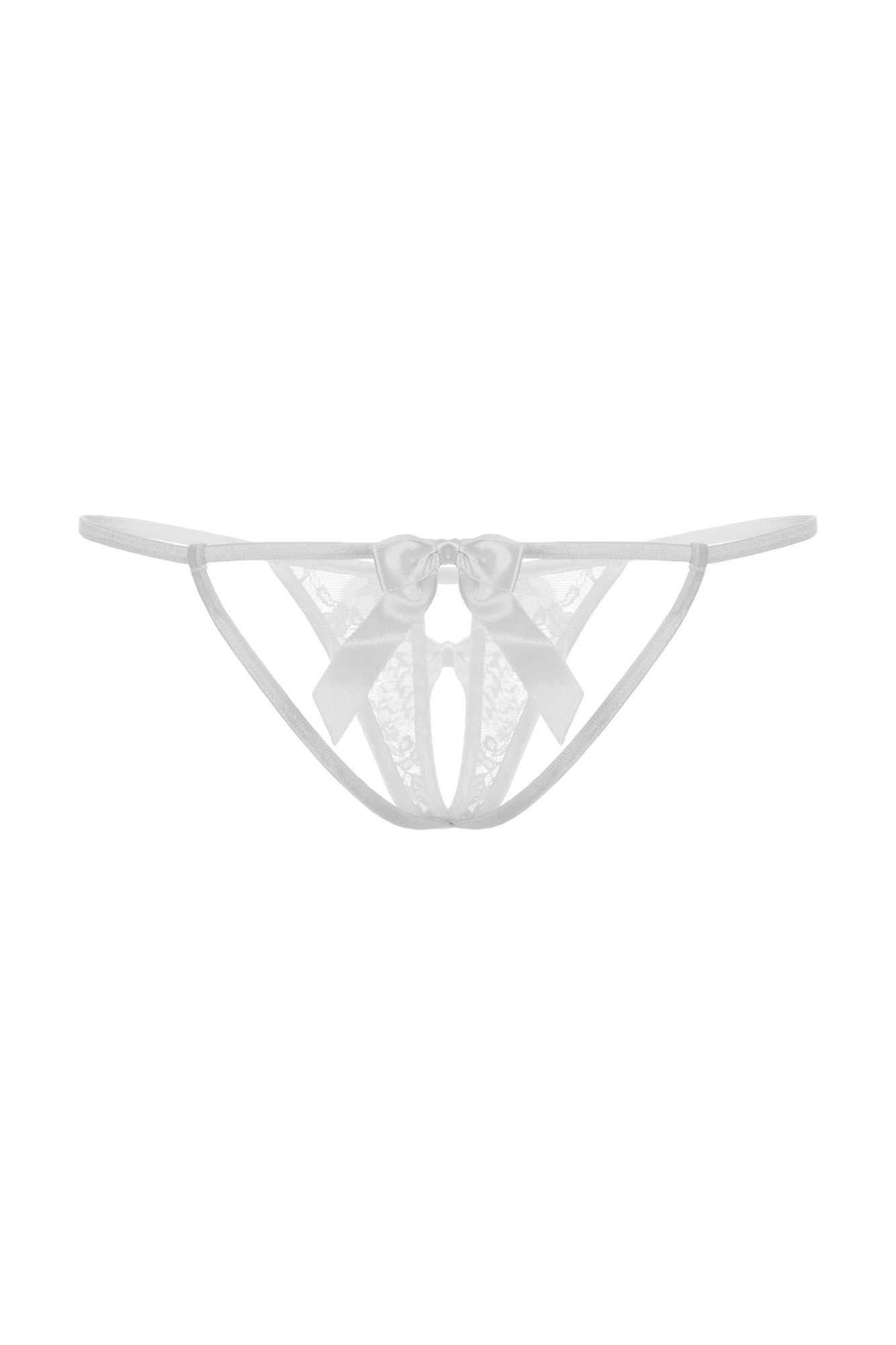 Эротическое стринги с бантиком открытые кружевные softline collection, белый, s/l в Симферополе