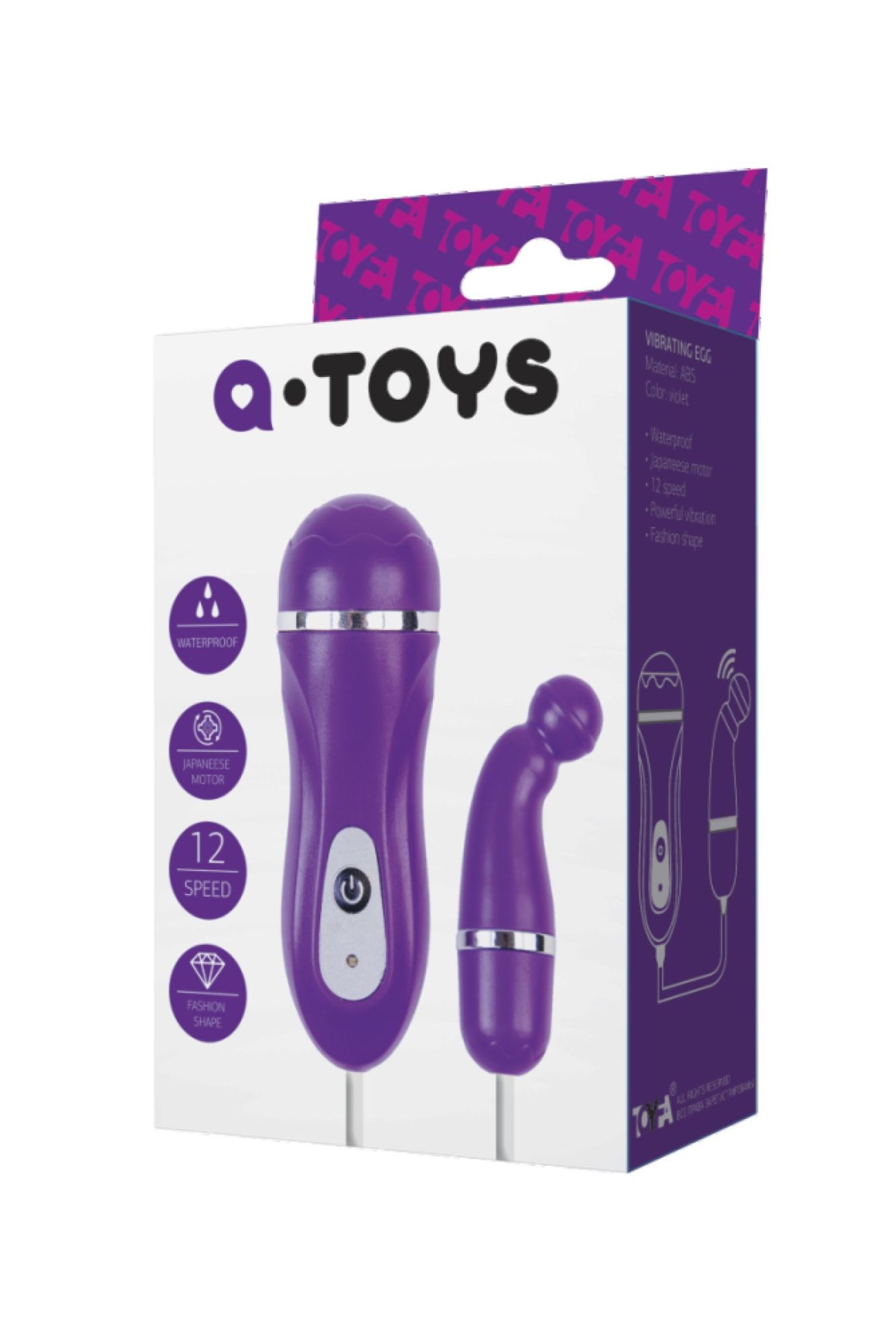 виброяйцо с пультом управления toyfa  a-toys beany, abs пластик, фиолетовый, 5,5 см в Симферополе