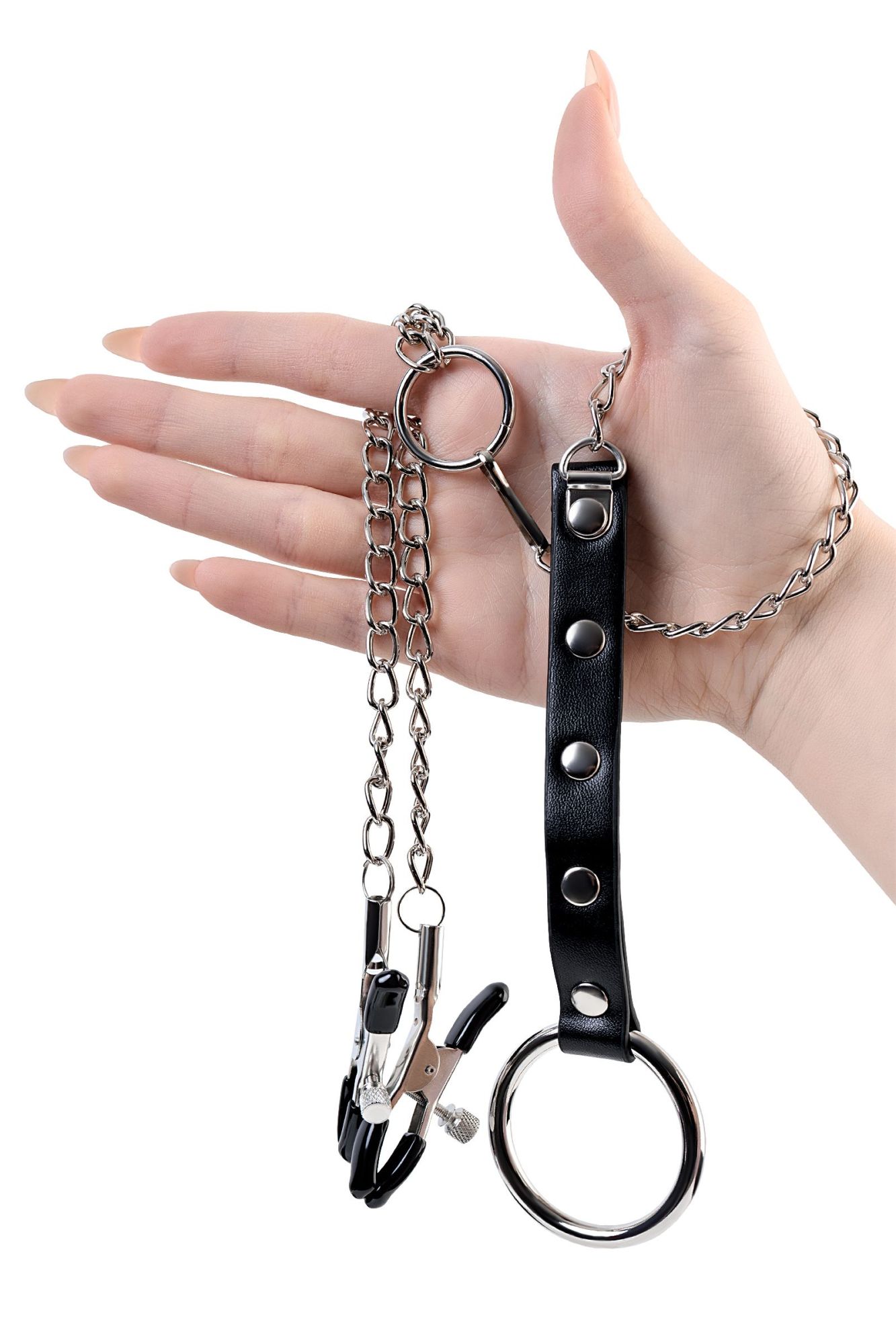зажимы для сосков toyfa metal с кольцом для пениса, серебряные, 60 см в Симферополе