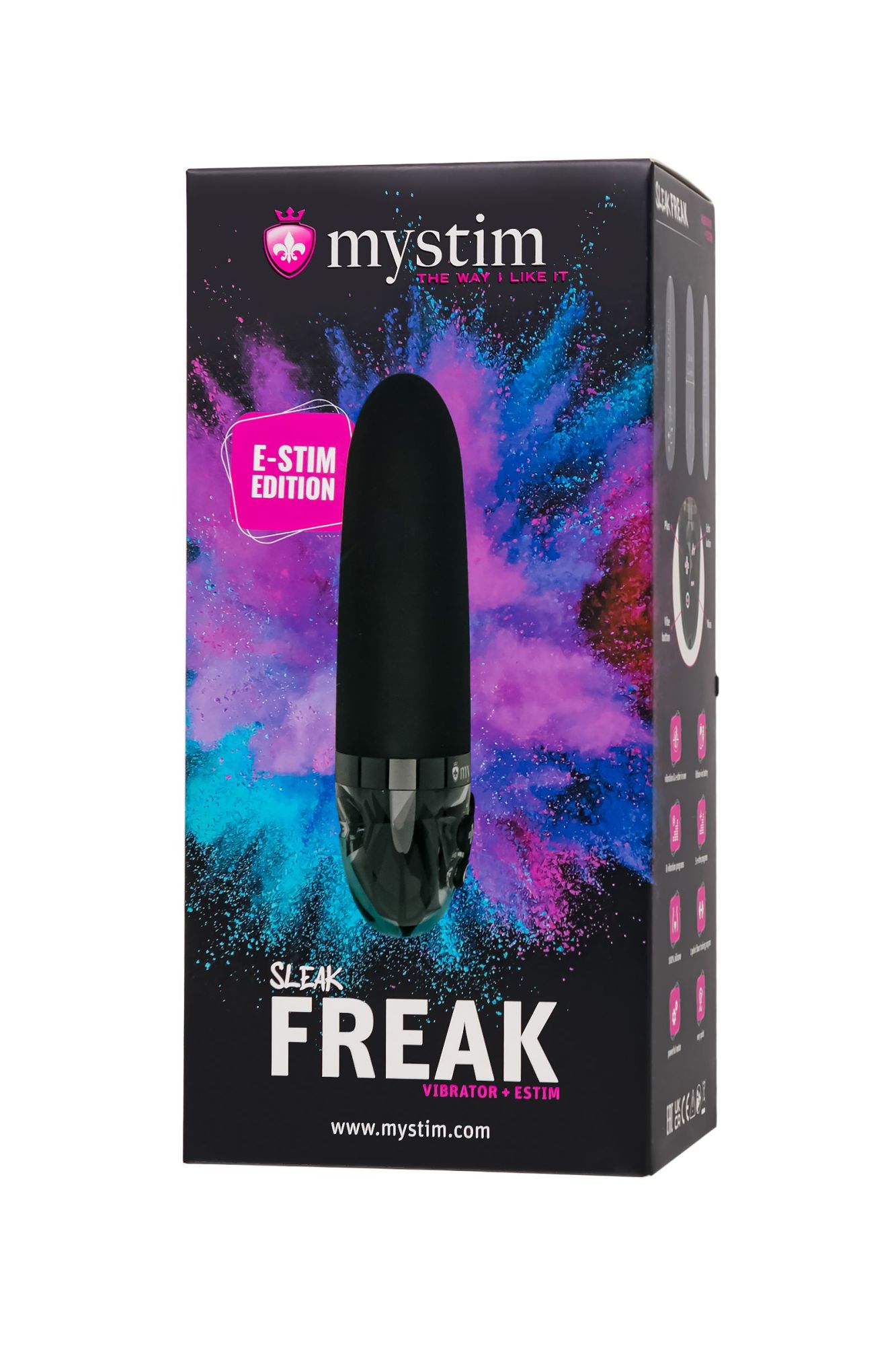 вибратор mystim sleak freak с электростимуляцией,силикон, черный, 14,5 см в Симферополе