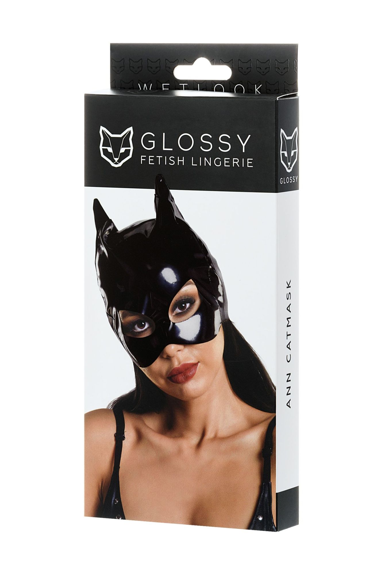маска кошки glossy ann из материала wetlook, черный, os в Симферополе