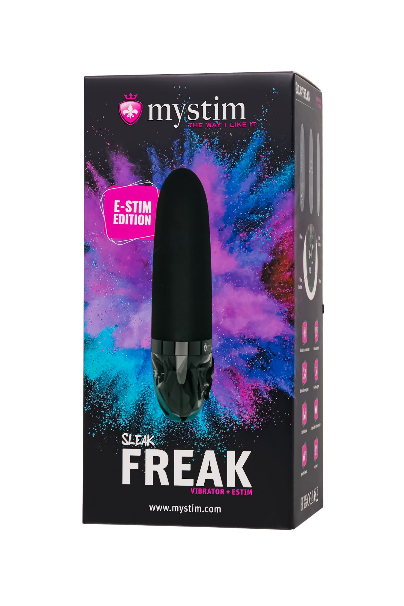 вибратор mystim sleak freak с электростимуляцией,силикон, черный, 14,5 см в Симферополе