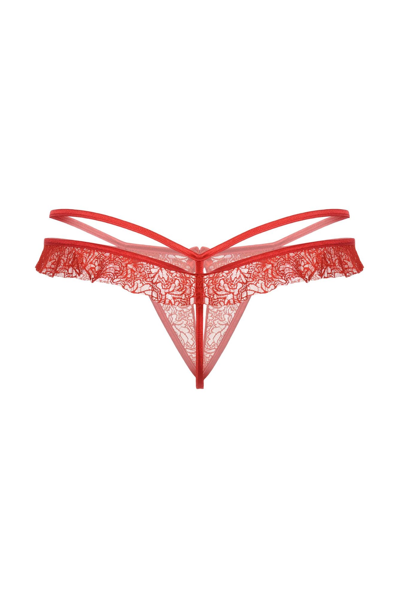 Эротическое стринги открытые с оборками softline collection, красный, m/l в Симферополе