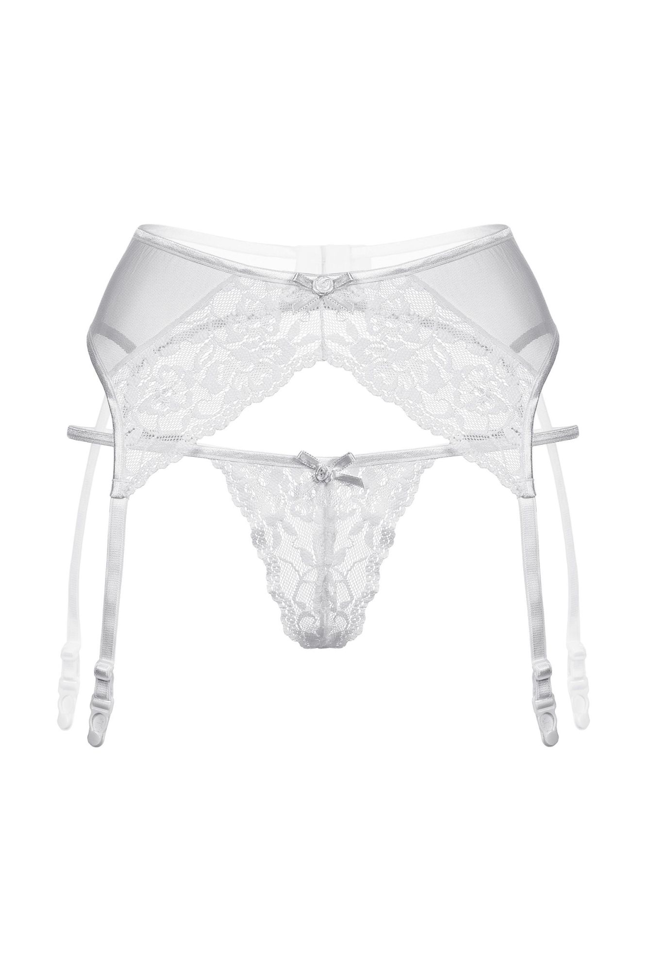 Эротическое пояс для чулок и стринги кружевные softline collection, белый, s/m в Симферополе