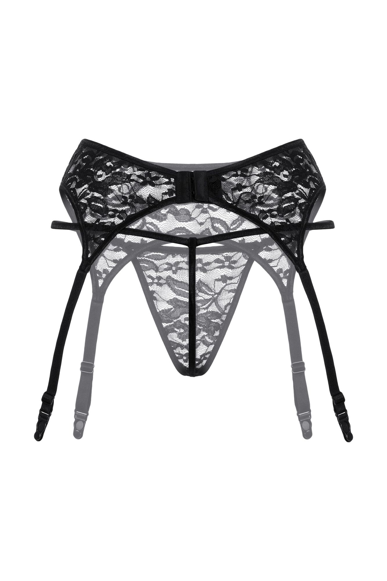 Эротическое пояс для чулок и стринги softline collection из кружева, черный, m/l в Симферополе