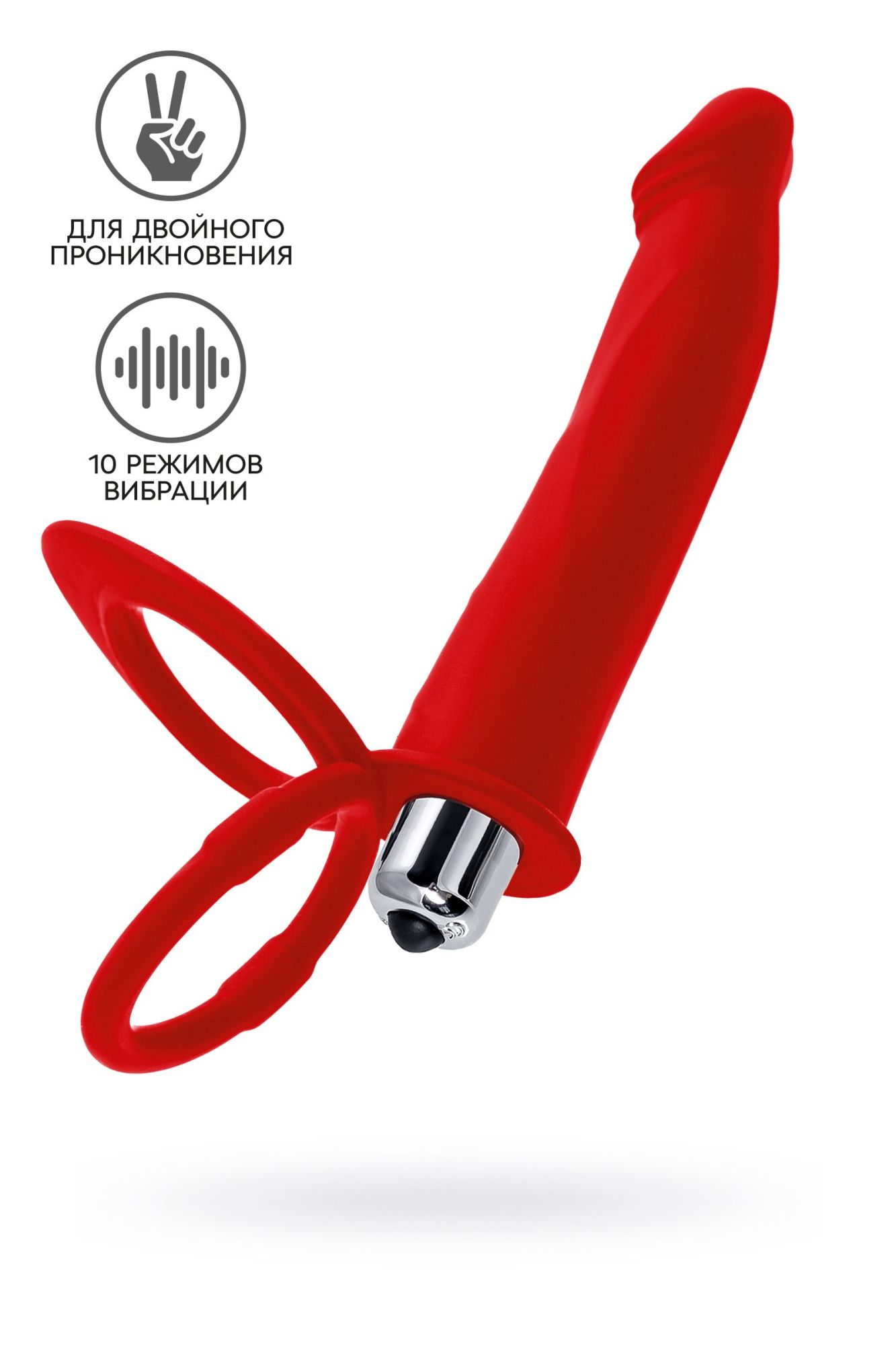 насадка на пенис для двойного проникновения black&red by toyfa, силикон, красная, 19 см в Симферополе
