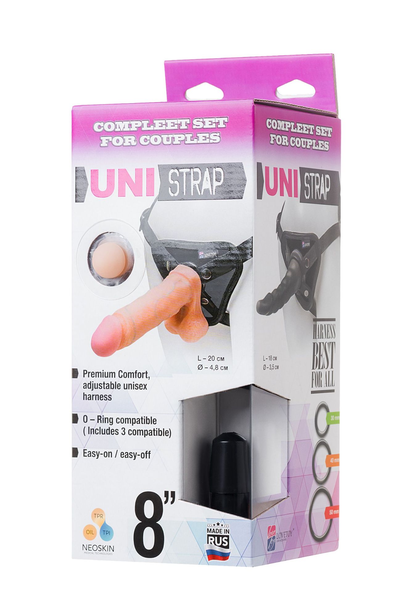 страпон на креплении lovetoy uni strap 8 "black belt champion" c 2 насадками, телесный в Симферополе