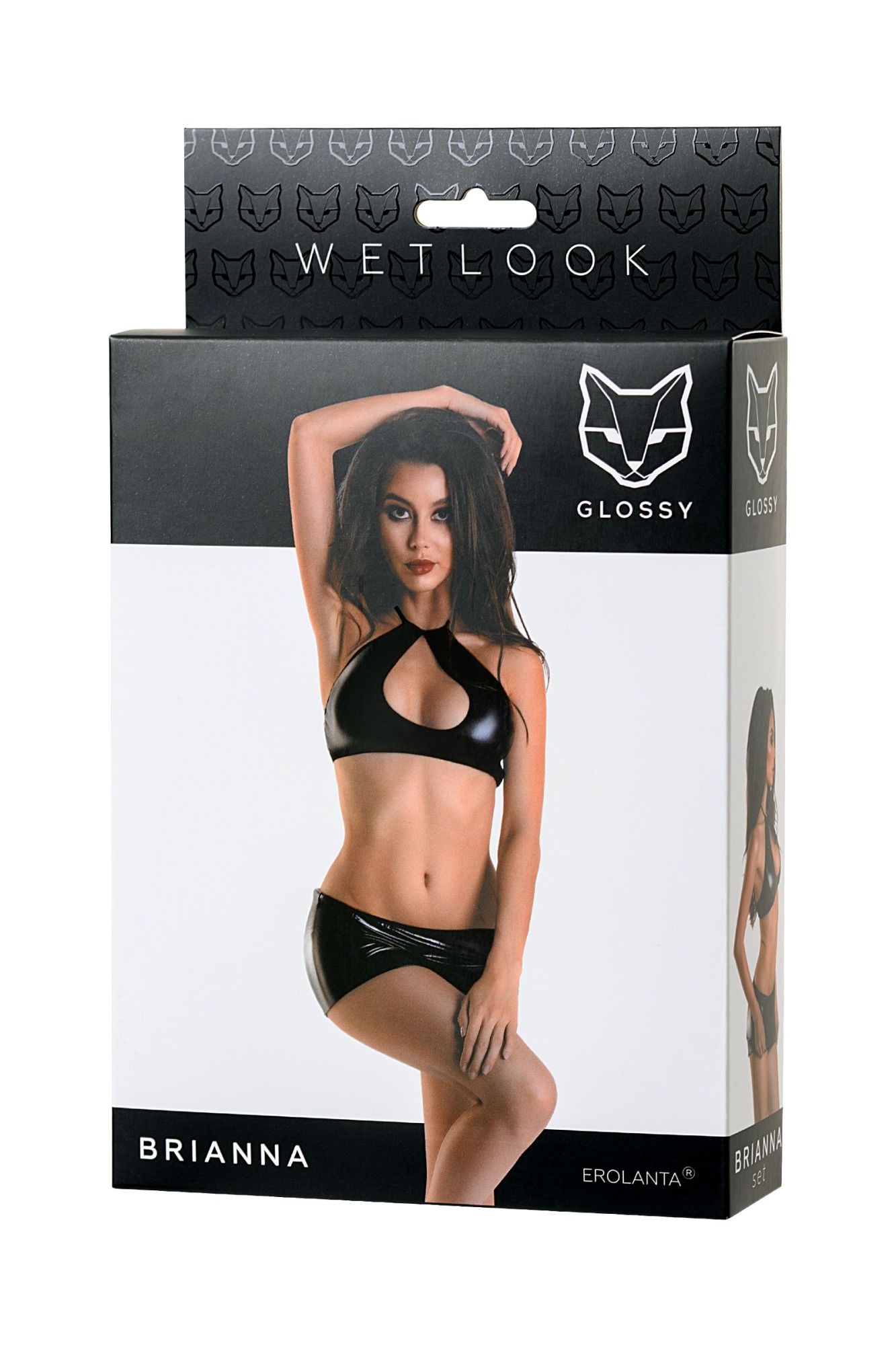 Эротическое комплект glossy brianna из материала wetlook, черный, xl в Симферополе