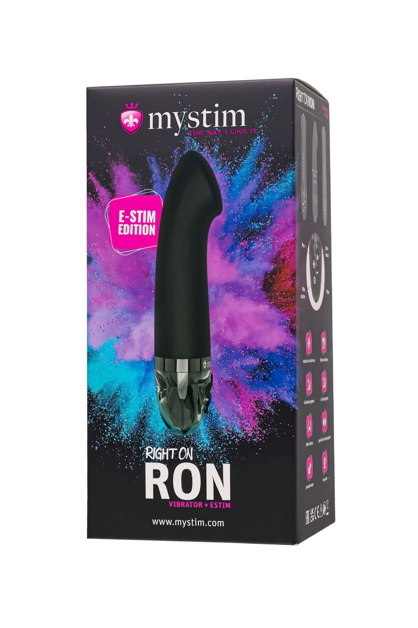 вибратор mystim right on ron с электростимуляцией,силикон, черный, 16,5 см в Симферополе