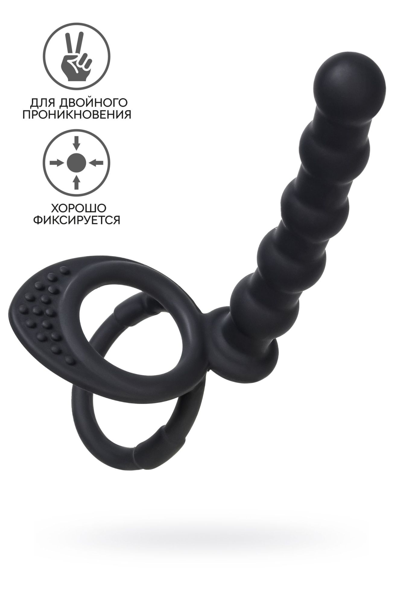 насадка на пенис для двойного проникновения black&red by toyfa, силикон, черная, 19,5 см в Симферополе