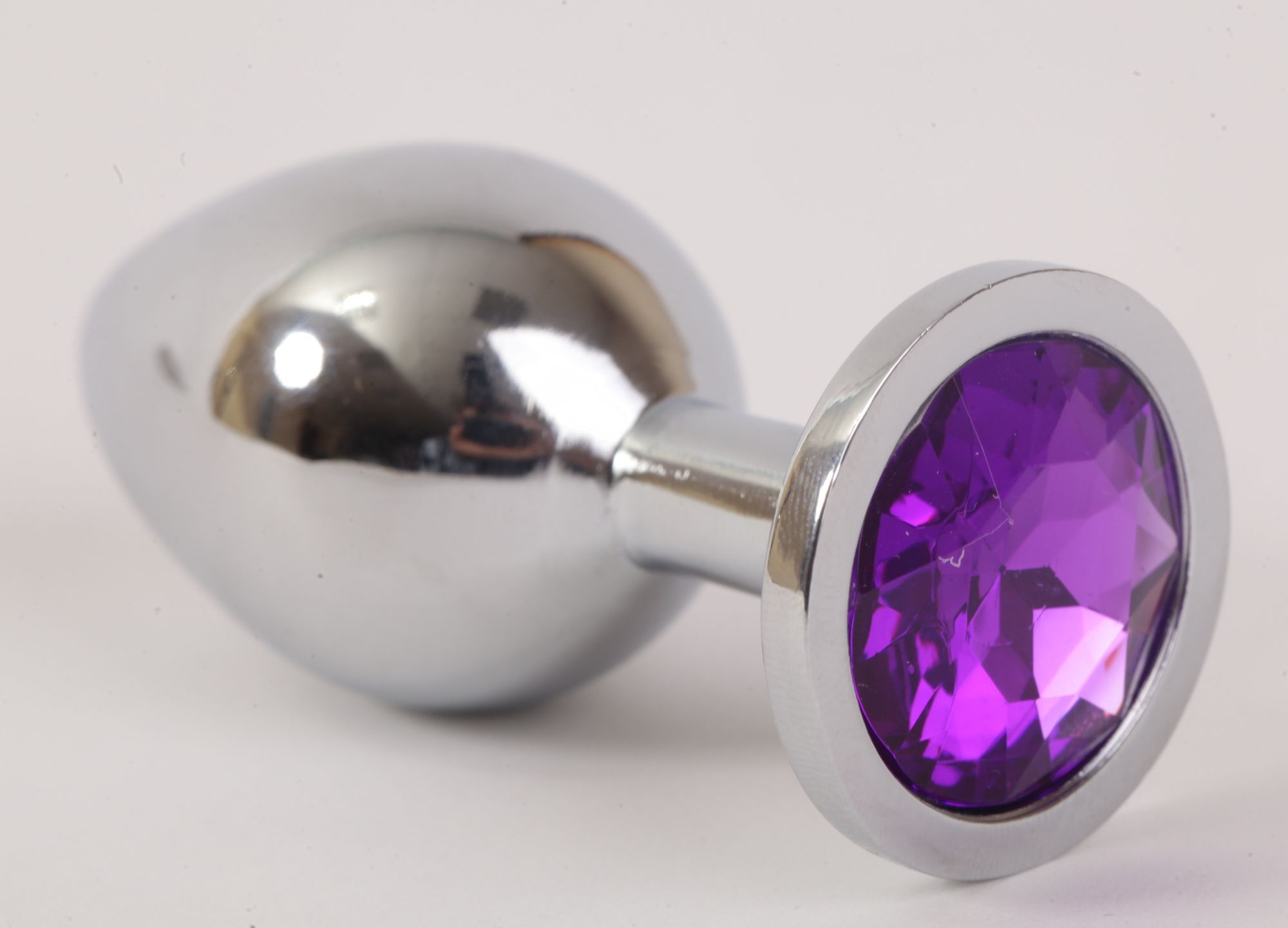 анальная пробка серебряная с фиолетовым кристаллом 3,4х8,2 47020-1-mm в Симферополе