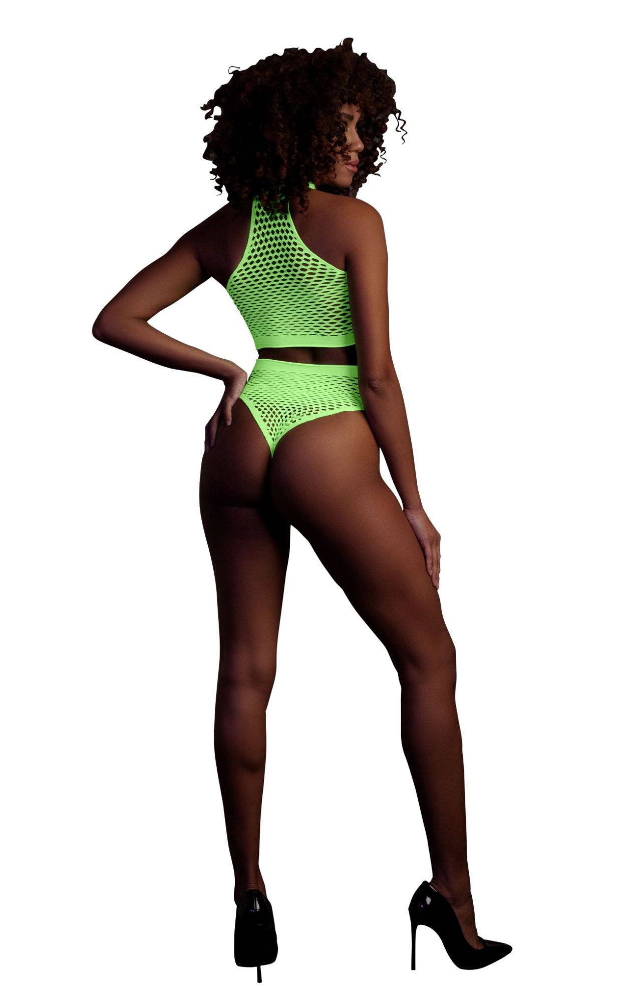 Эротическое топ и трусики turtle neck and high waist slip - green - xs/xl в Симферополе