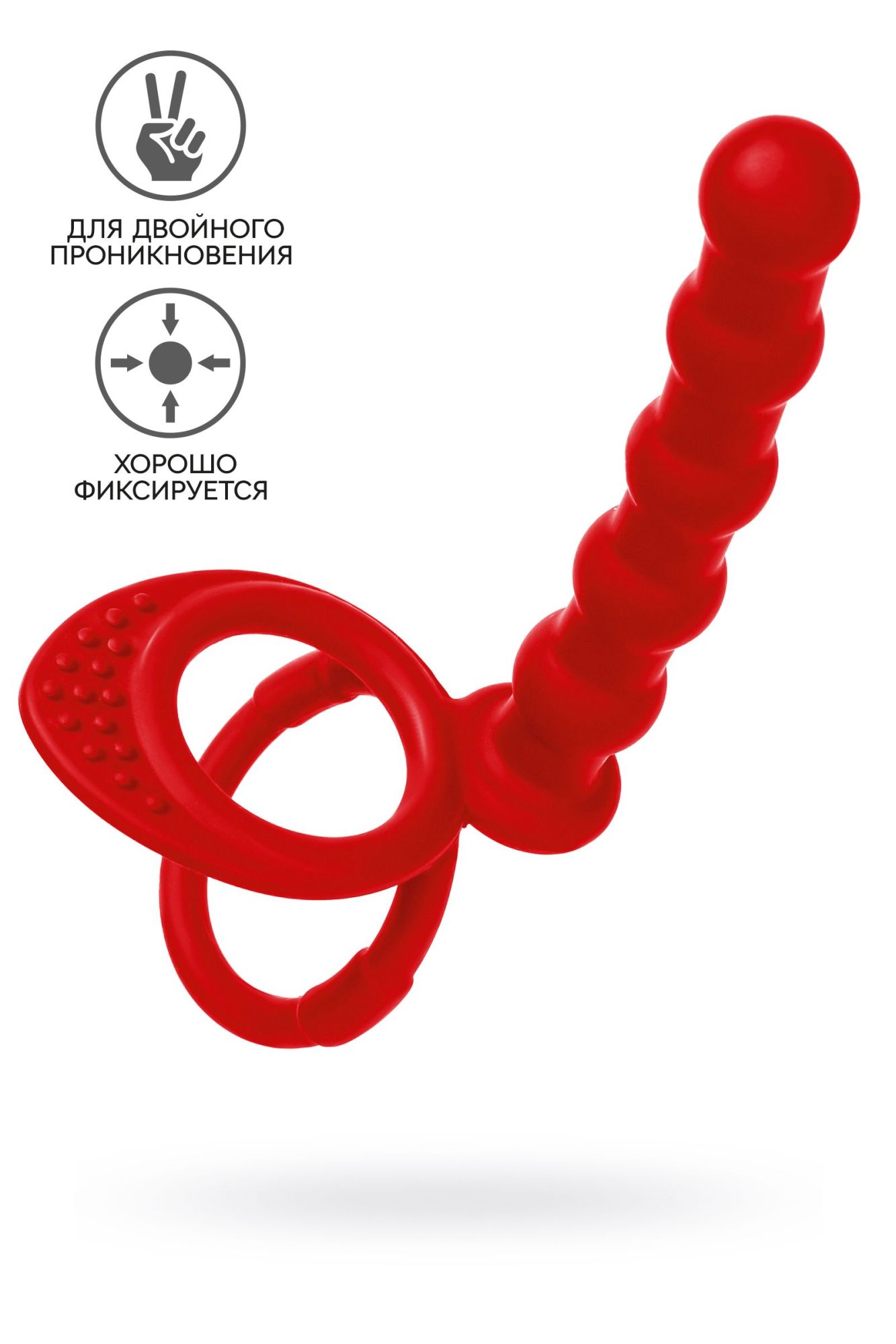 насадка на пенис для двойного проникновения black&red by toyfa, силикон, красная, 19,5 см в Симферополе