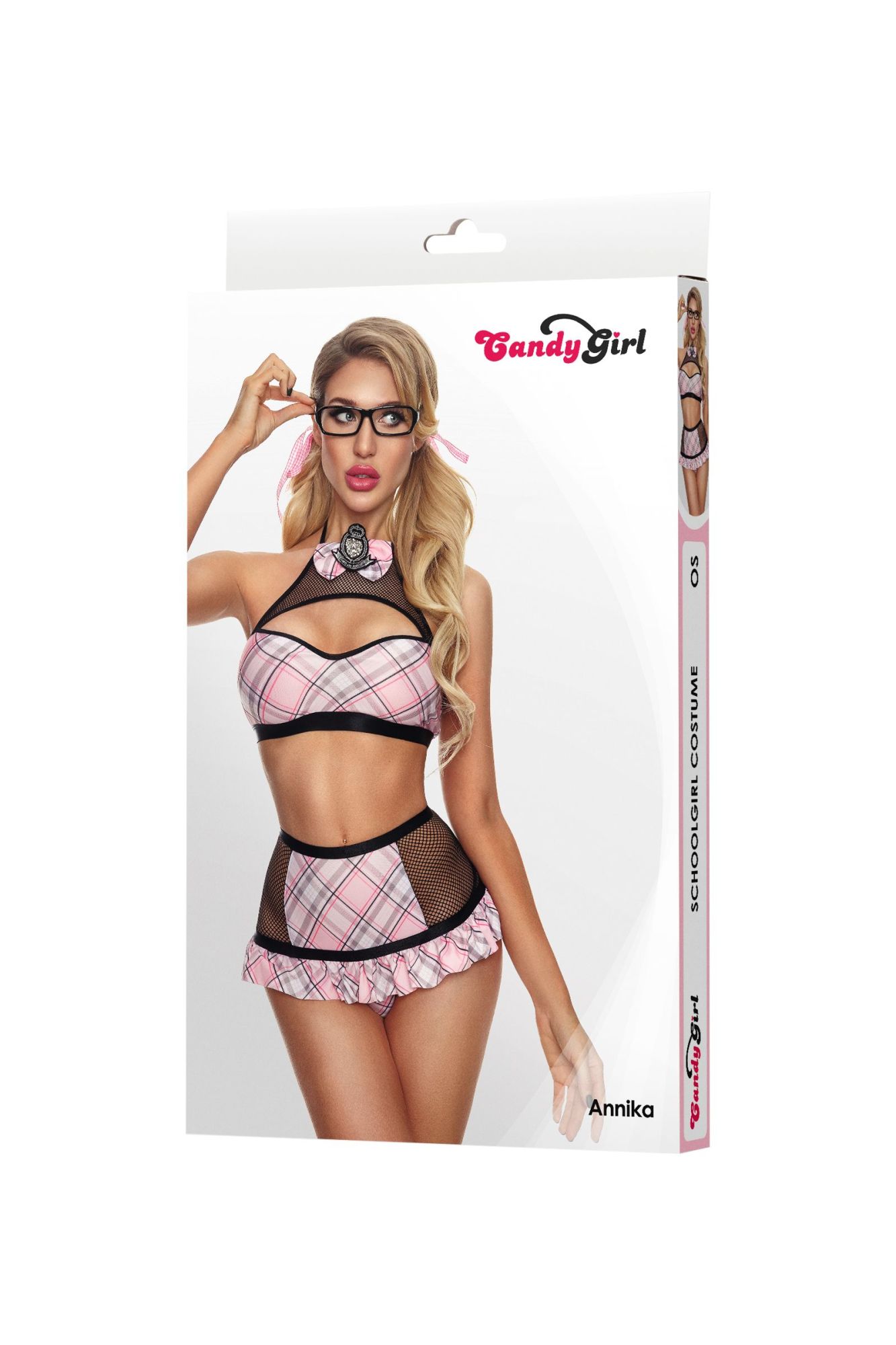 Эротическое костюм школьницы candy girl annika (топ, трусики, значок, очки, аксессуары) розовый, os в Симферополе