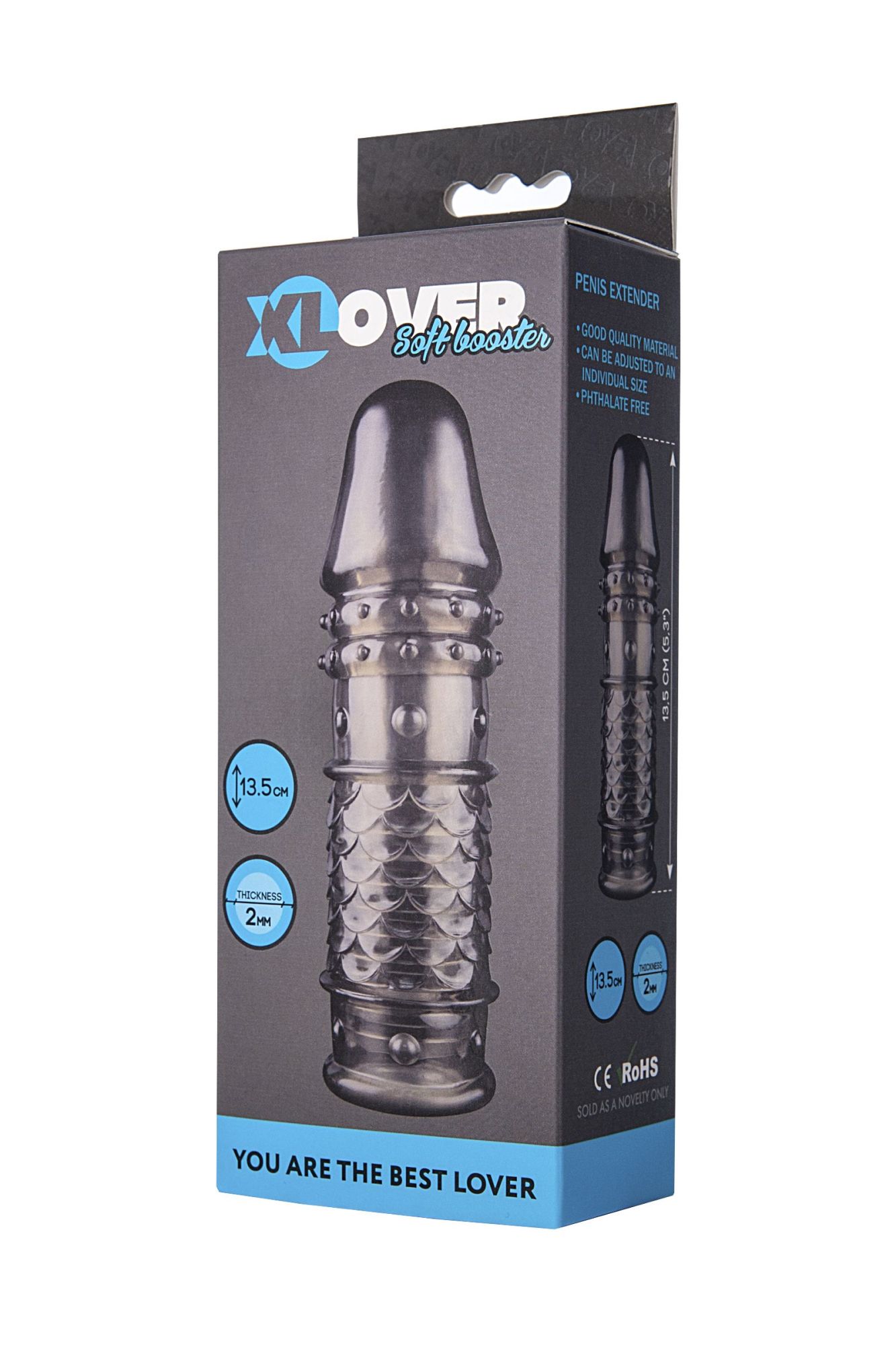насадка toyfa xlover, для увеличения размера, tpe, черная прозрачная, 13,5 см в Симферополе