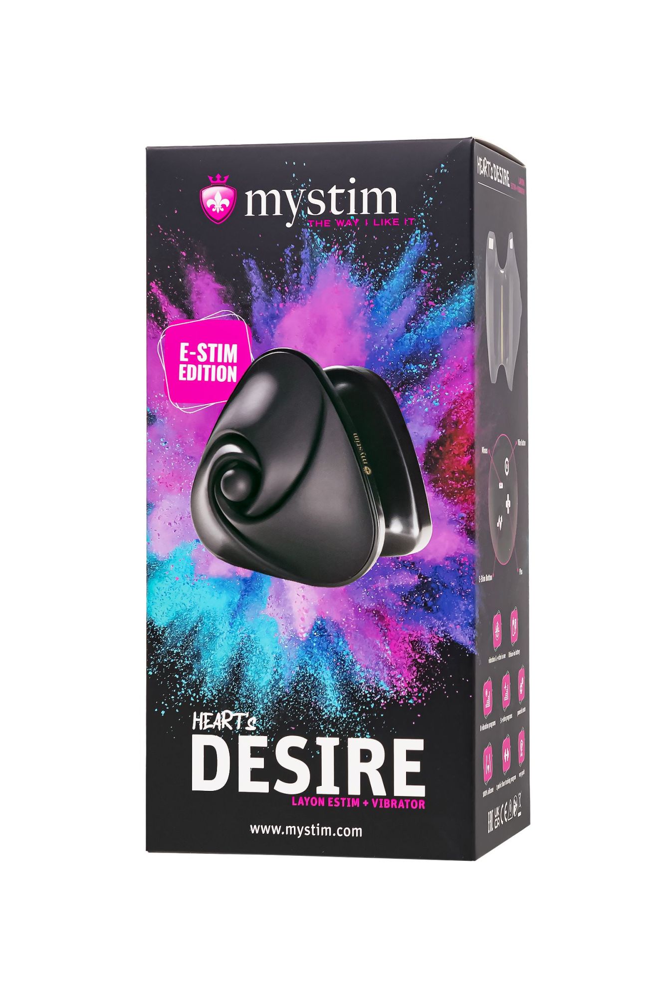 вибратор mystim heart ́s desire с электростимуляцией, силикон, черный, 6,7 см в Симферополе