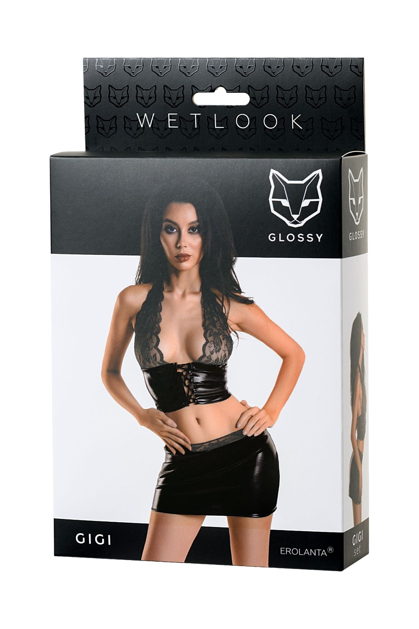 Эротическое комплект glossy gigi из материала wetlook, черный, l в Симферополе