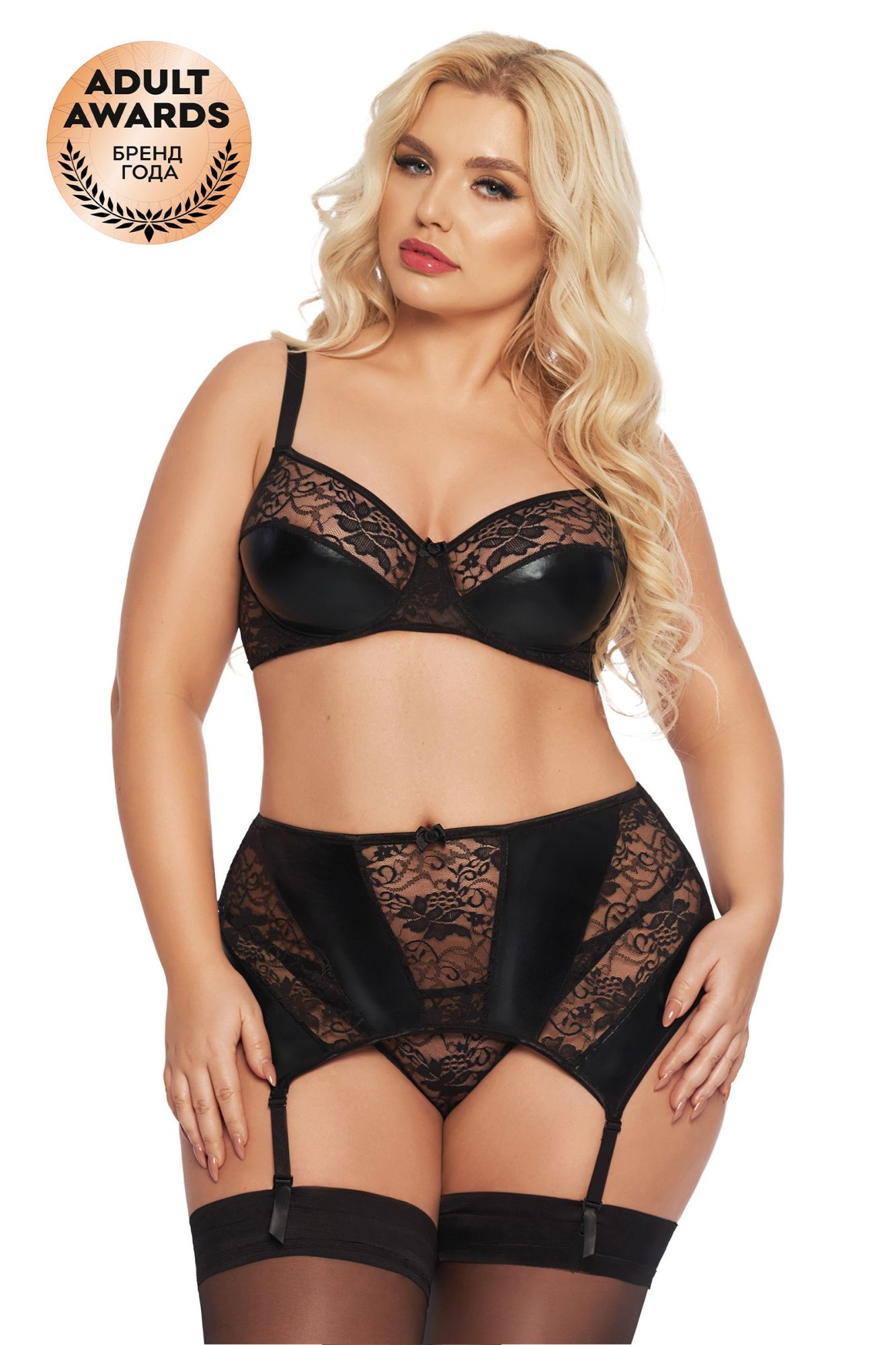 Эротическое комплект открытый softline collection joana (бюстгальтер,пояс с пажами,стринги), черный, xxxl в Симферополе